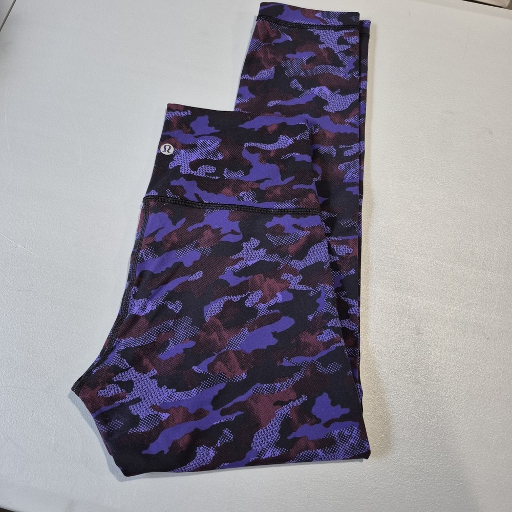 Lululemon Wunder Under Leggings Womens 6 Purple Blue Hounds Camo Crop III‎ Tight